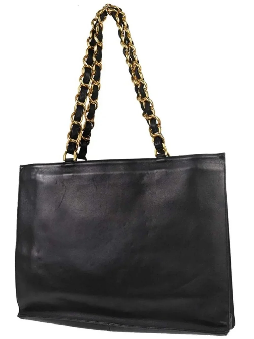 Chanel Black Lambskin Chain Tote Shoulder Bag 168490